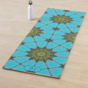 Blaugrüne geometrische Muster-farbige Yogamatte
