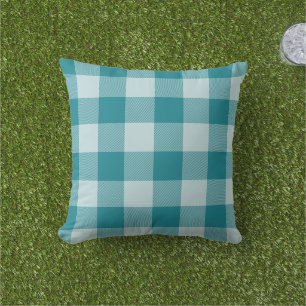 Blaugrüne Gingham-Karo-Buffalo-Karo Kissen