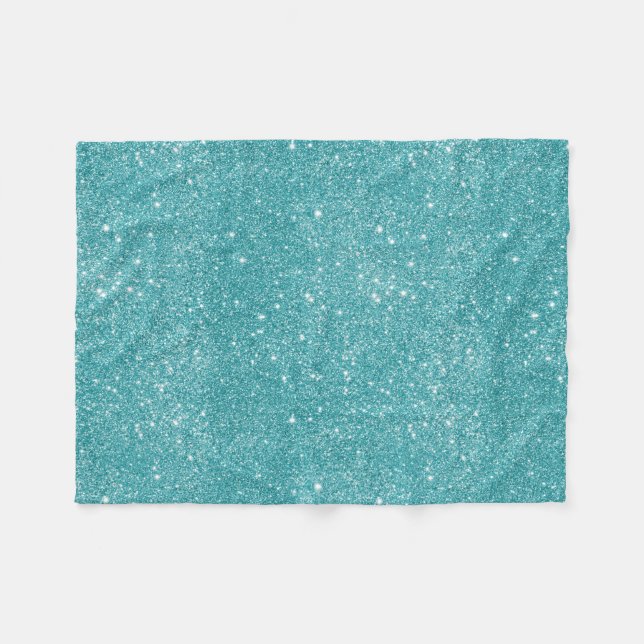 Blaugrüne Glitzerfunken Fleecedecke (Vorderseite (Horizontal))