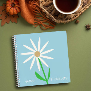 Blaugrüne glückliche Gedanken mit Daisy Notizbuch