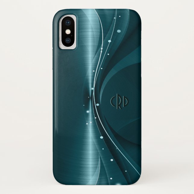 Blaugrüne Imitate Metallische Moderne dynamische W Case-Mate iPhone Hülle (Rückseite)