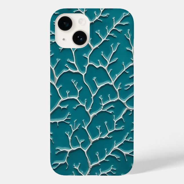 Blaugrüne iPhone-Hülle mit Adertextur Case-Mate iPhone 14 Hülle (Rückseite)