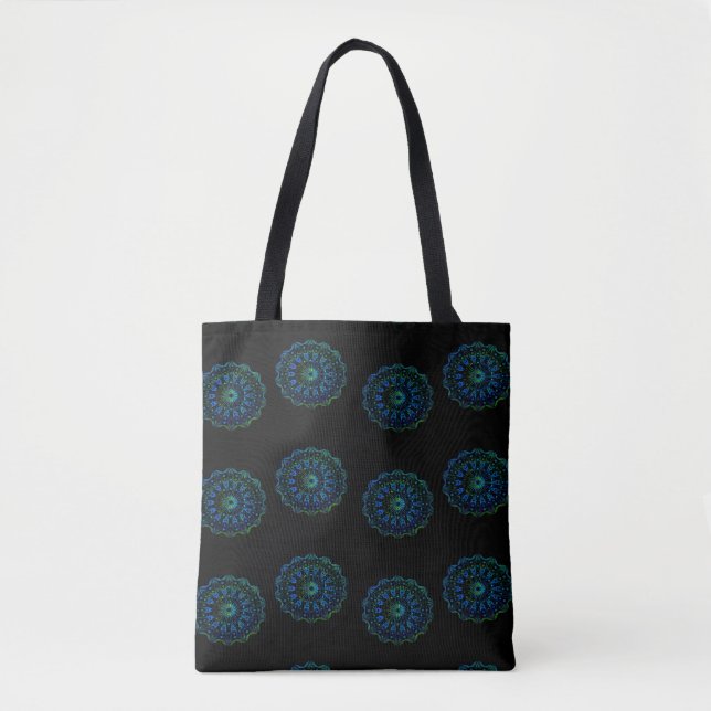 Blaugrüne Mandala Tasche (Vorderseite)