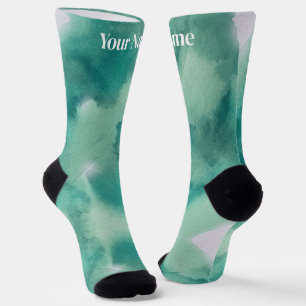 Blaugrüne Marmorierung Benutzerdefinierter Name Socken