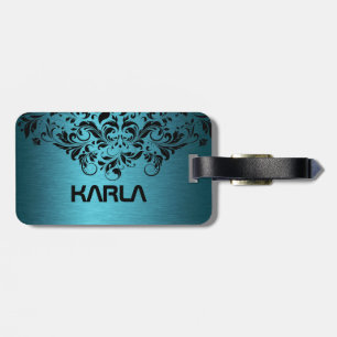 Blaugrüne Metallic- und Black Lace Gepäckanhänger