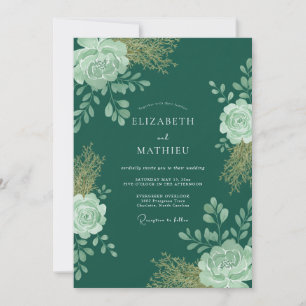 Blaugrüne Minzblatt-Hochzeit Einladung