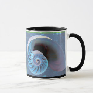 Blaugrüne Nautilus-Spirale-Tasse Tasse