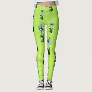 Blaugrüne Neonfarben auf abstrakt grünen Blume Leggings
