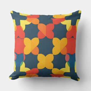 Blaugrüne orangefarbene florale geometrische moder kissen
