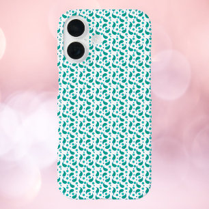 Blaugrüne Paisley-Blumen Nahtloses Muster iPhone 16 Hülle