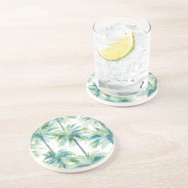 Blaugrüne Palmen Getränkeuntersetzer (Seite)