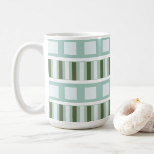 Blaugrüne quadratische Streifen geometrisch Kaffeetasse