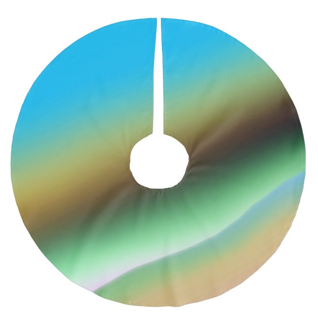 Blaugrüne Regenbogen-Abstract-Textur-Muster-Kunst Polyester Weihnachtsbaumdecke (Vorderseite)