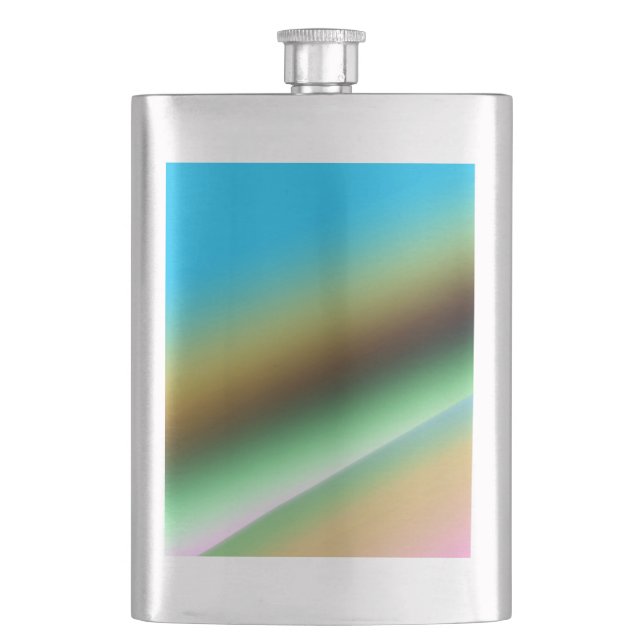 Blaugrüne Regenbogen-Abstrakt-Textur-Muster-Kunst Flachmann (Vorderseite)