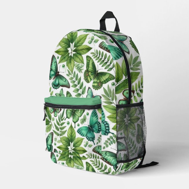 Blaugrüne Schmetterlinge Bedruckter Rucksack (Rückseitige Ecke Rechts)