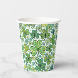 Blaugrüne Shamrock-Kleeblatt-Papierbecher Pappbecher