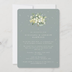 Blaugrüne Snowberry+Eukalyptus Hochzeitsempfang Einladung