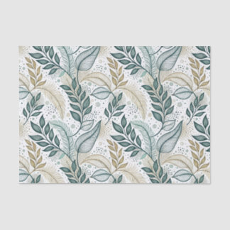 Blaugrüne und beige elegante Blatt botanische Blum Seidenpapier