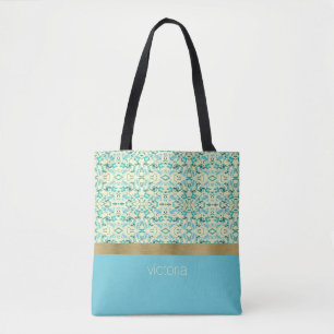 Blaugrüne und blassgelbe Farbspritzer Tasche