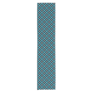Blaugrüne und marineblaue geometrische Gitterstruk Kurzer Tischläufer