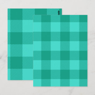 Blaugrüne und Türkis gestreifte Karo-Design Postkarte