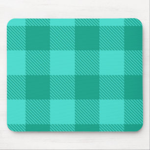 Blaugrüne und Türkis Gingham Karo Design Mousepad