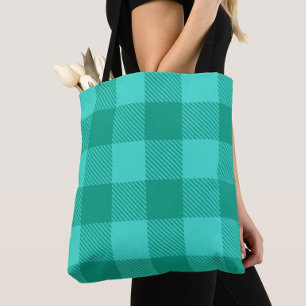 Blaugrüne und Türkis Gingham Karo Design Tasche