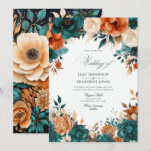 Blaugrüne verbrannte Orange- und Champagner-Blumen