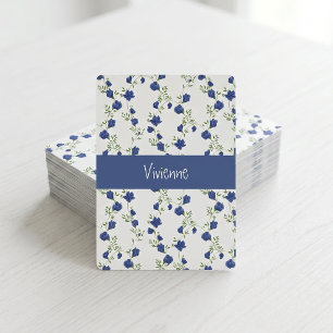 Blaugrüne Wildblumen-Wasserfarbe-Monogramm-Name Spielkarten