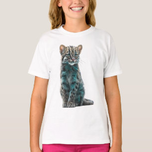 Blaugrüne Wildkatzenjungen-Illustration für Kinder T-Shirt