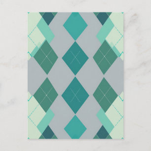 Blaugrüner Argyle-Diamant-Muster Postkarte