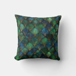 Blaugrüner geometrischer Art Deco Entwurf Kissen