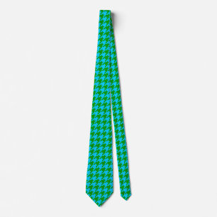 Blaugrüner Houndstooth-Karo Krawatte