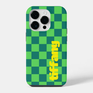 Blaugrüner karierter Handyhülle iPhone 14 Pro Hülle