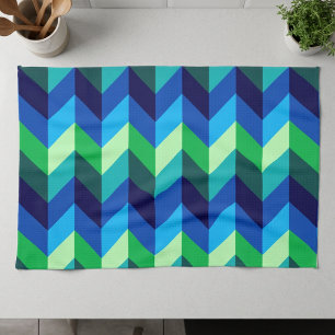 Blaugrüner Ombre-Chevron-Küchenhandtuch Geschirrtuch