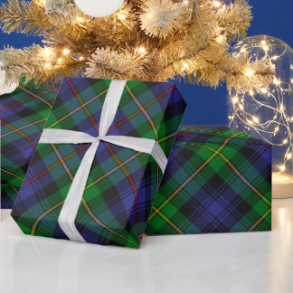 Blaugrüner schottischer Tartan Karomuster Geschenkpapier