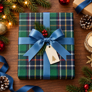 Blaugrüner Tartan-Karo-Klassiker Weihnachten Geschenkpapier