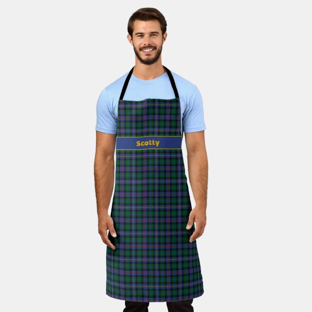 Blaugrüner Tartan mit dem Text Schürze (Getragen)