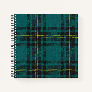 Blaugrüner Tartan zweiseitig Notizbuch