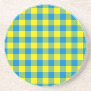 Blaugrünes Karomuster Getränkeuntersetzer