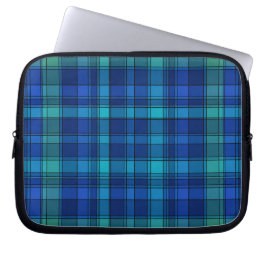 Blaugrünes Karomuster Laptopschutzhülle