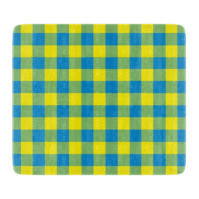 Blaugrünes Karomuster Schneidebrett (Vorderseite)