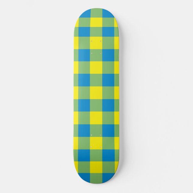Blaugrünes Karomuster Skateboard (Vorderseite)