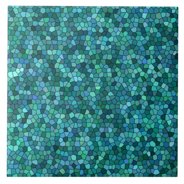 Blaugrünes Mosaikmuster Fliese (Vorderseite)