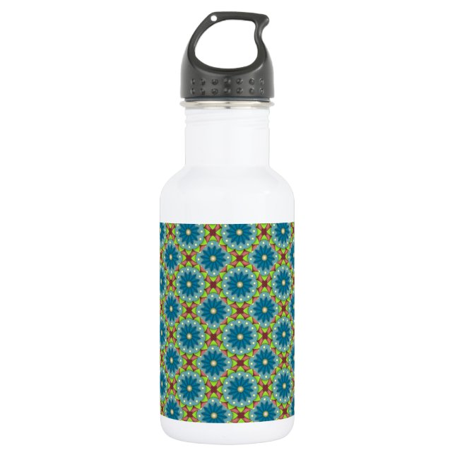 Blaugrünes Muster Trinkflasche (Vorderseite)