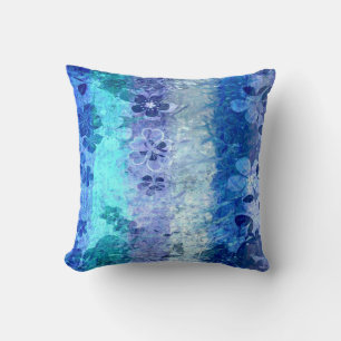 Blaugrunge Vintage Blumenmuster Kissen