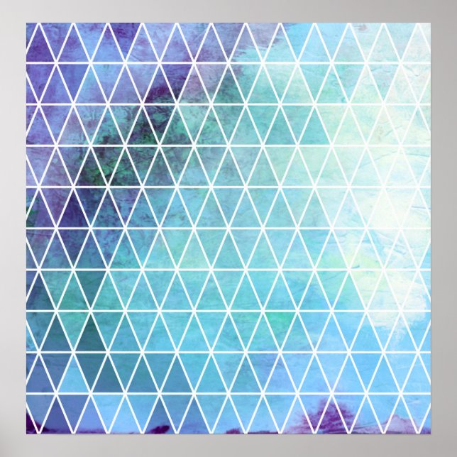 Blaugrungy Geometric Triangle Design Poster (Vorne)
