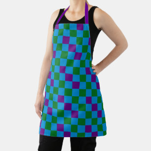Blaugrünlila Karomuster Design Schürze