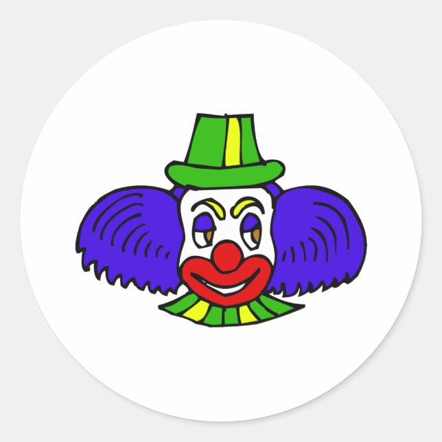 Blauhaar Clownkopf Runder Aufkleber (Vorderseite)