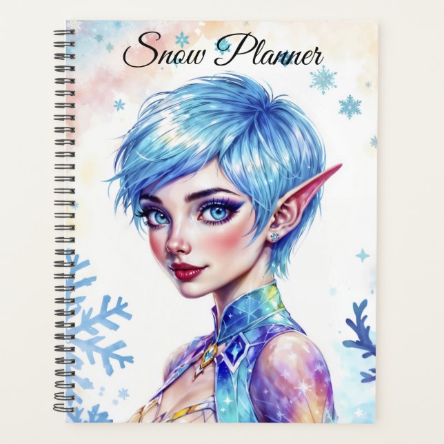 Blauhaarige Elfenzauber Eisprinzen Schneewald Planer (Vorderseite)